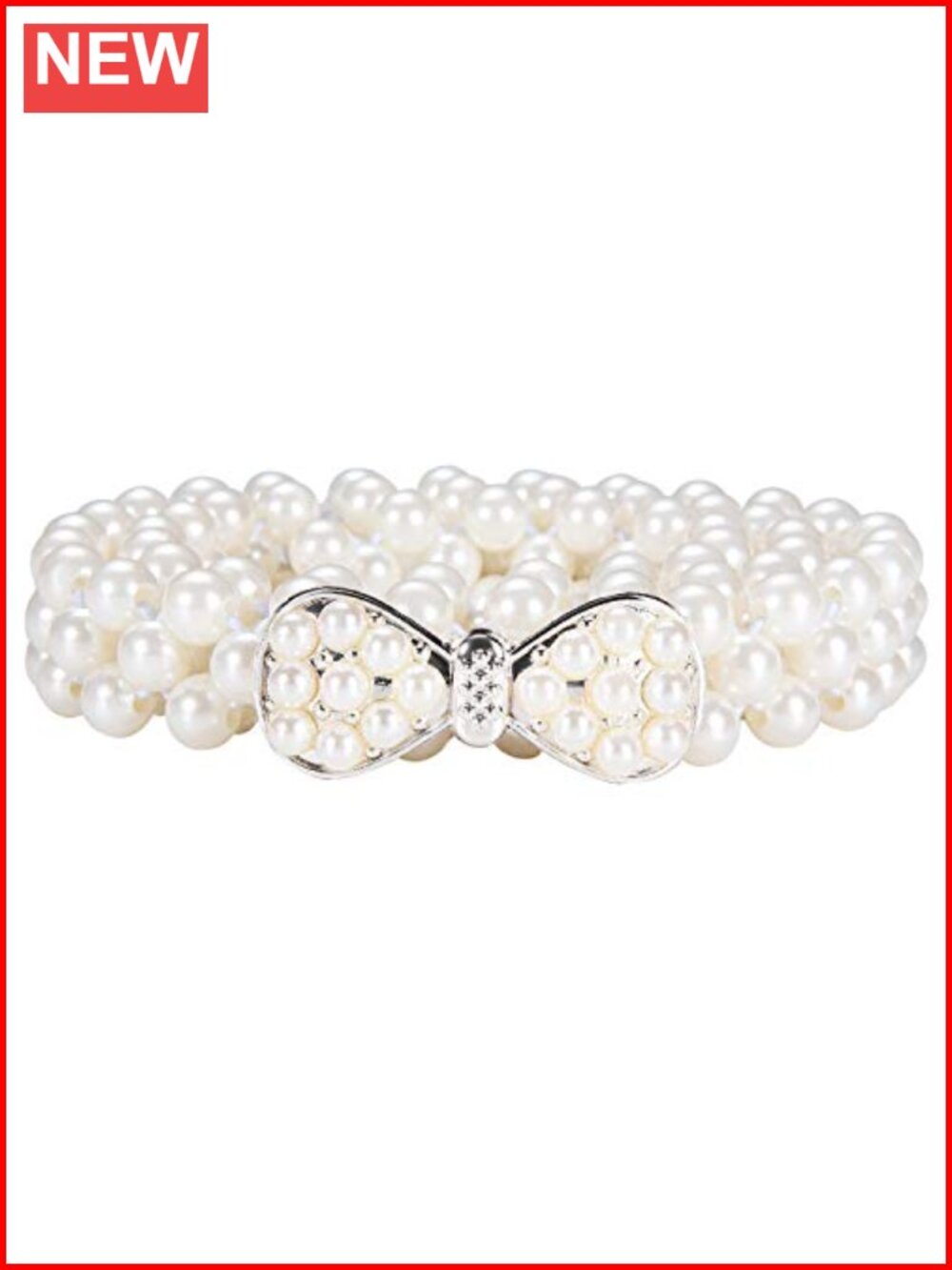 Pearl Rhinestone Waist Belt Elastic Bridal Dress Accessory